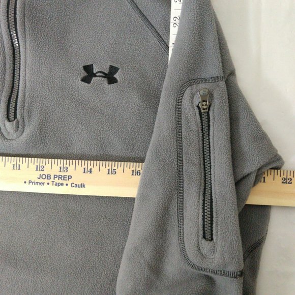 Under Armour Men's 1/4 Zip Fleece Sweatshirt Arm Pocket Gray Size M Loose - Picture 6 of 9
